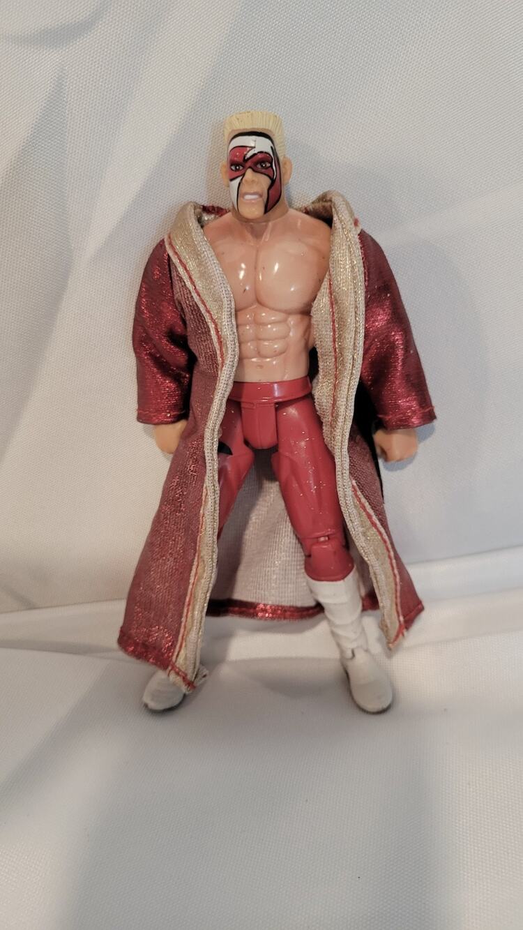 Vintage WCW Sting Action Figure Red White Face Paint Cloth Entrance Coat...